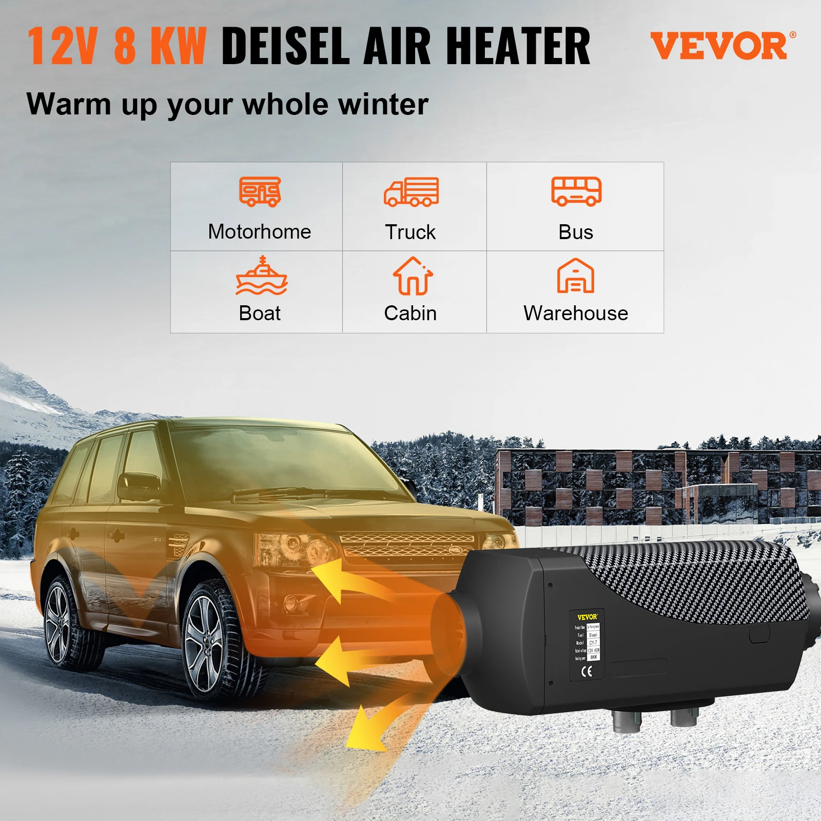 VEVOR 8KW Diesel Air Heater Muffler Diesel Heater 12V Remote Control Diesel Parking Heater with LCD Switch for Car Trucks Boat 