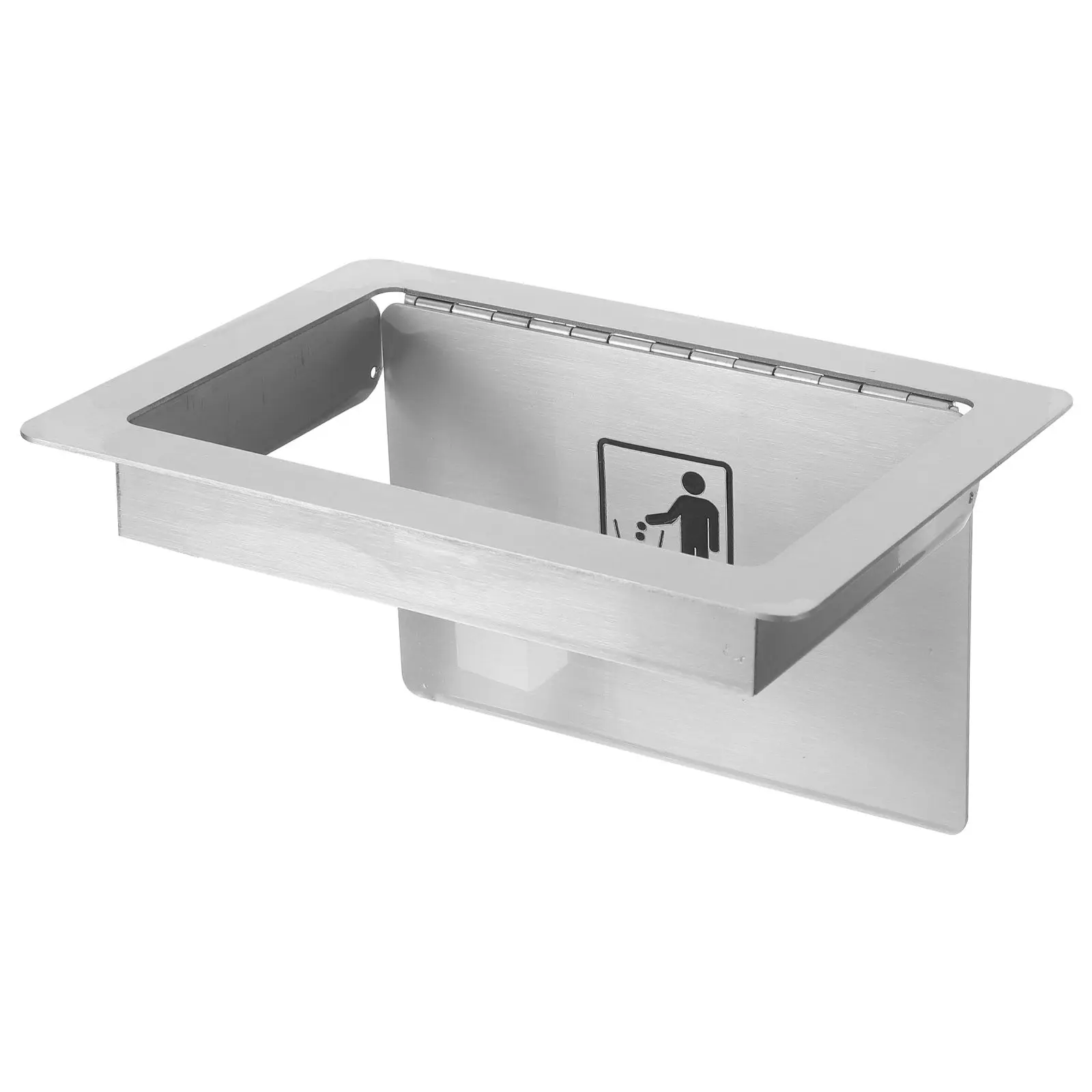 

Embedded Stainless Steel Trash Can Lid Built-in Recessed Waste Chute Cover Side Mounted Swing Flap Kitchen Cabinet Garbage Bin