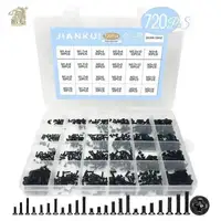 720 Uds cabeza plana avellanada phillips pequeño mini juego de tornillos m1.4 m1.7 m2 m2.5 m3 kit de tornillos de acero al carbono para ordenador portátil