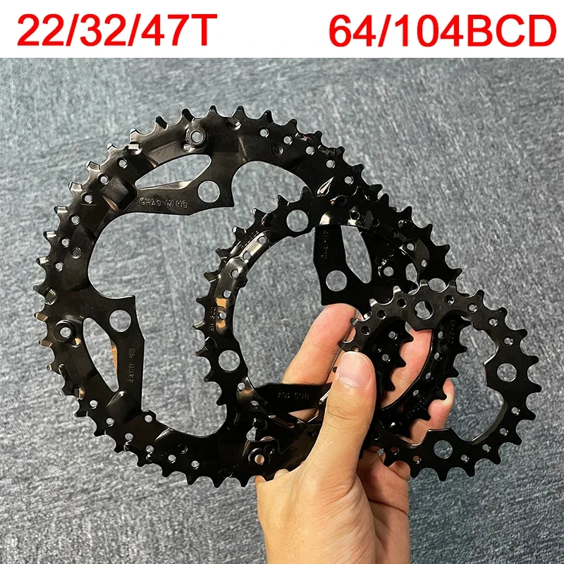 22T//32T/44T Chainirng 104BCD 64BCD Triple chainwheel 9Speed Super light Mountain Bike Crank bicycle Tooth Plate Parts