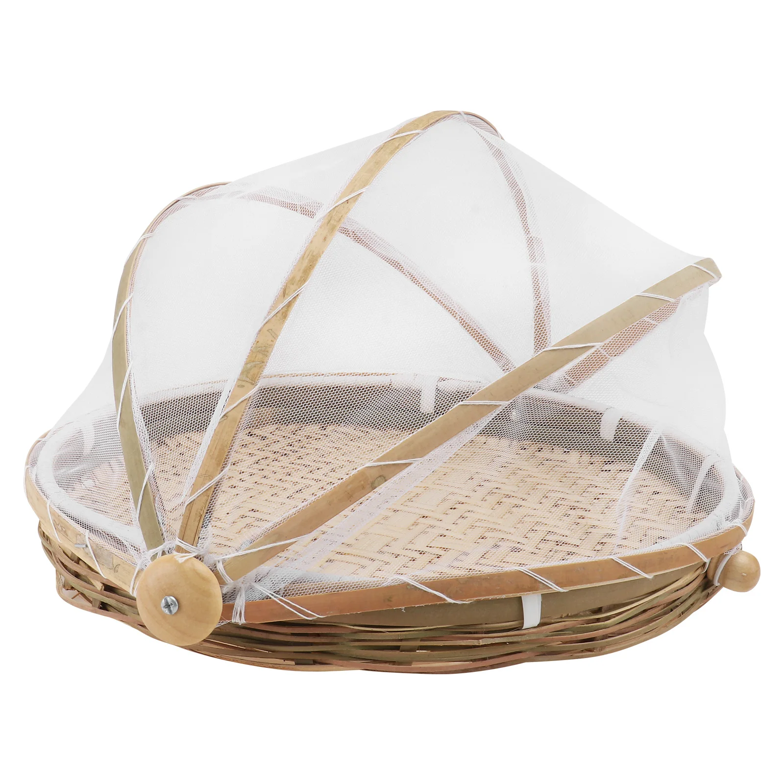 

Crafts Round Mesh Cover Large Capacity Kitchen Storage Household Dustpan Bamboo Basket Household Bamboo Basket