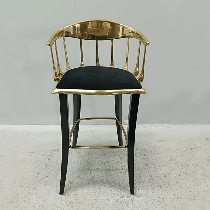 

Light luxury pure copper bar chair Household solid wood high chair Modern high value fashionable bar chair high stool