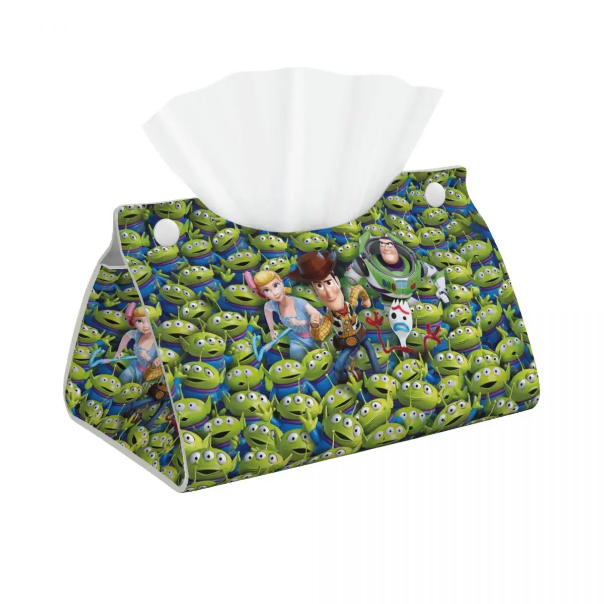 Custom Toy Story Sea Of Alien Tissue Box Cover for Bathroom Home PU Leather Rectangular Facial Tissue Box Holder