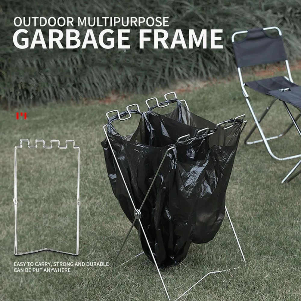 Portable Picnic Camping Outdoor Folding Trash Rack Garbage Frame Trash Bag Holder Stand Garbage Rack