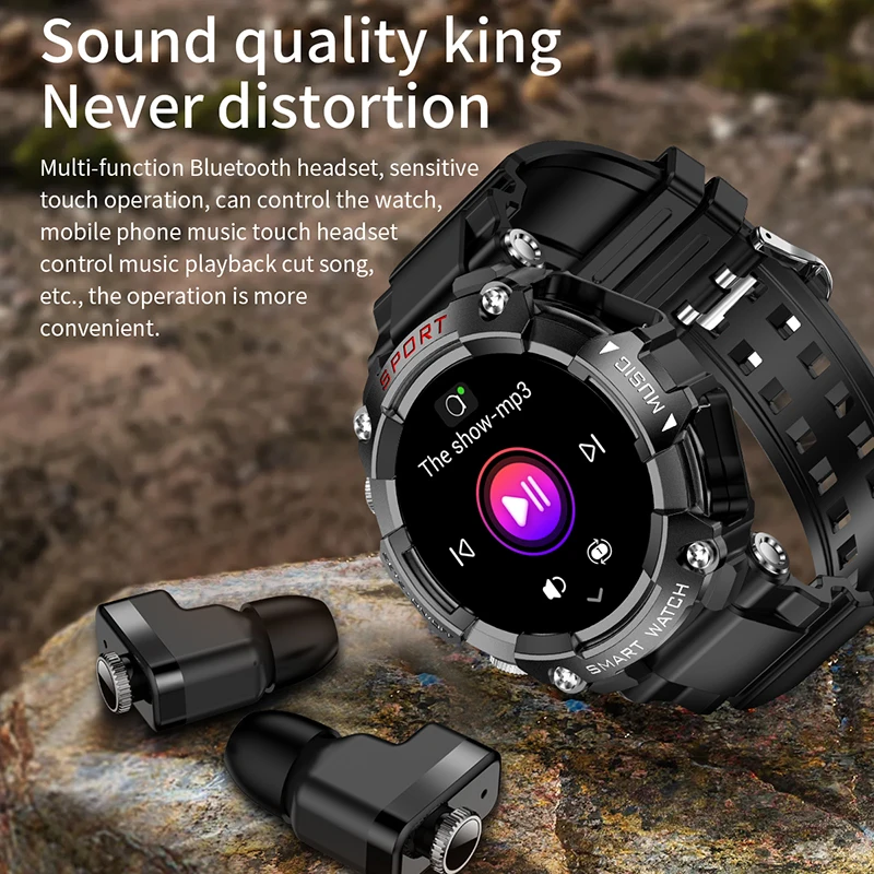 T96-reloj inteligente 2 en 1 con auriculares inalámbricos, Smartwatch deportivo resistente al agua IP67 con NFC y Bluetooth, Monitor de presión