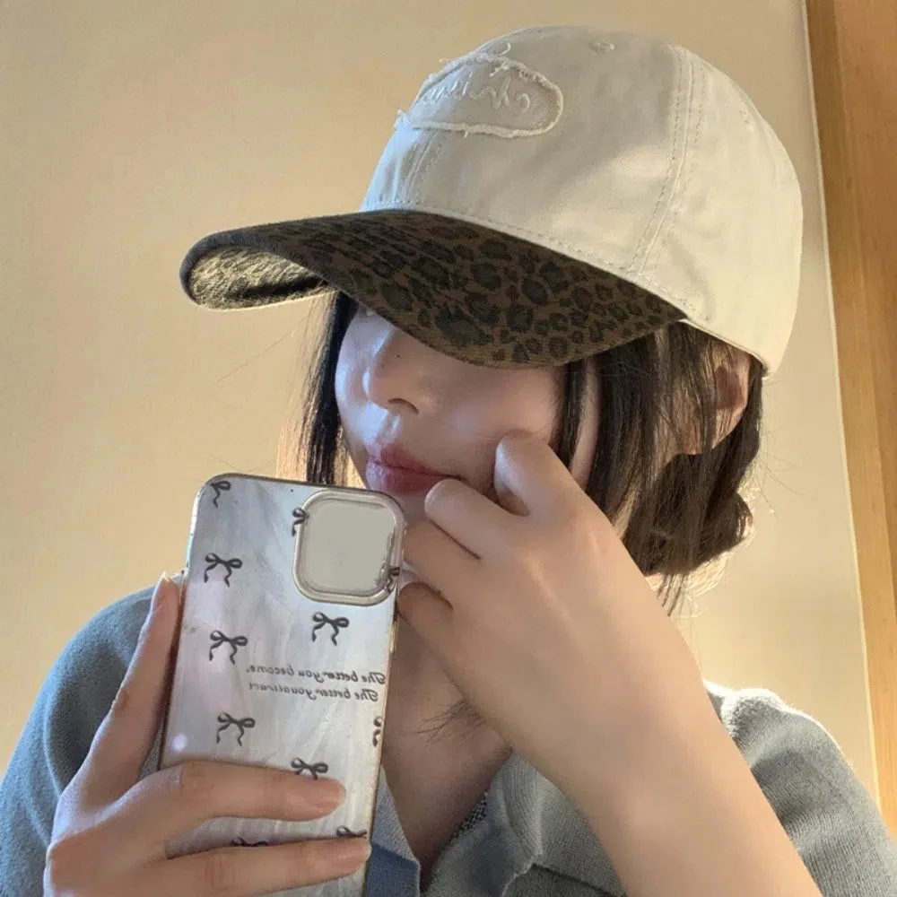 خمر قابل للتعديل ليوبارد قبعة بيسبول ظلة القطن المطرزة قبعة بيسبول عادية الهيب هوب Y2k بلغت ذروتها قبعة الإناث