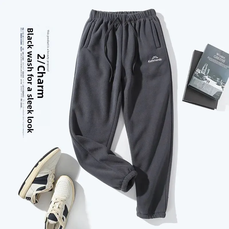 

New Zealand Winter Double-sided Fce Lined Casual Pants Loose Fit Long Trousers for Men And Women Couples Velboa Sweatpants