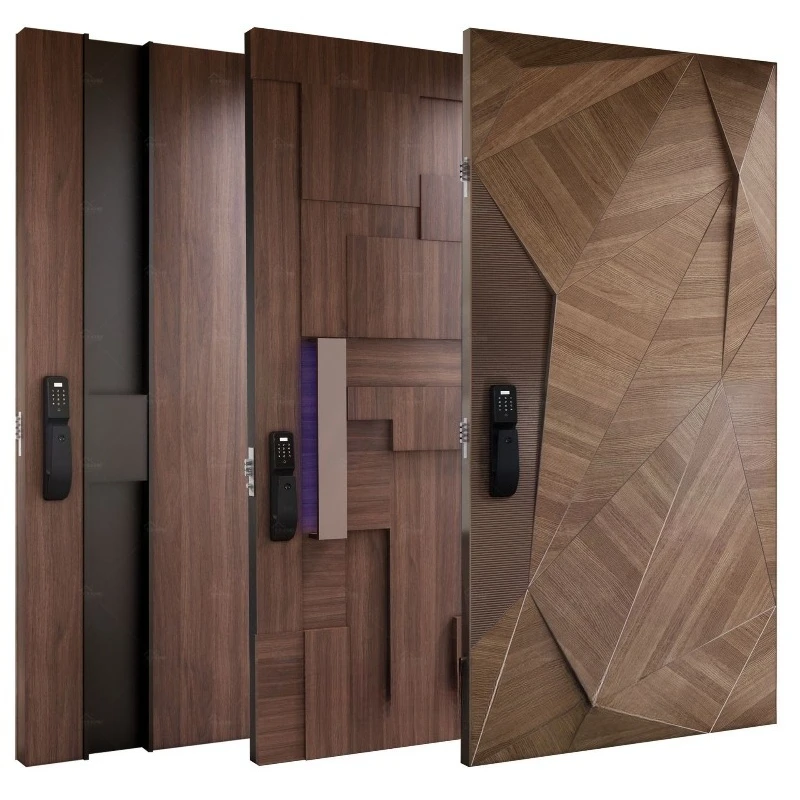 Modern community villa fire door safety anti-theft wooden pivot door