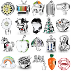 925 Sterling Silver Lovely Cute Cow Whale Flowers Charm Beads Accessories Fit Original JIUHAO DIY Bracelets Jewelry Making Gifts