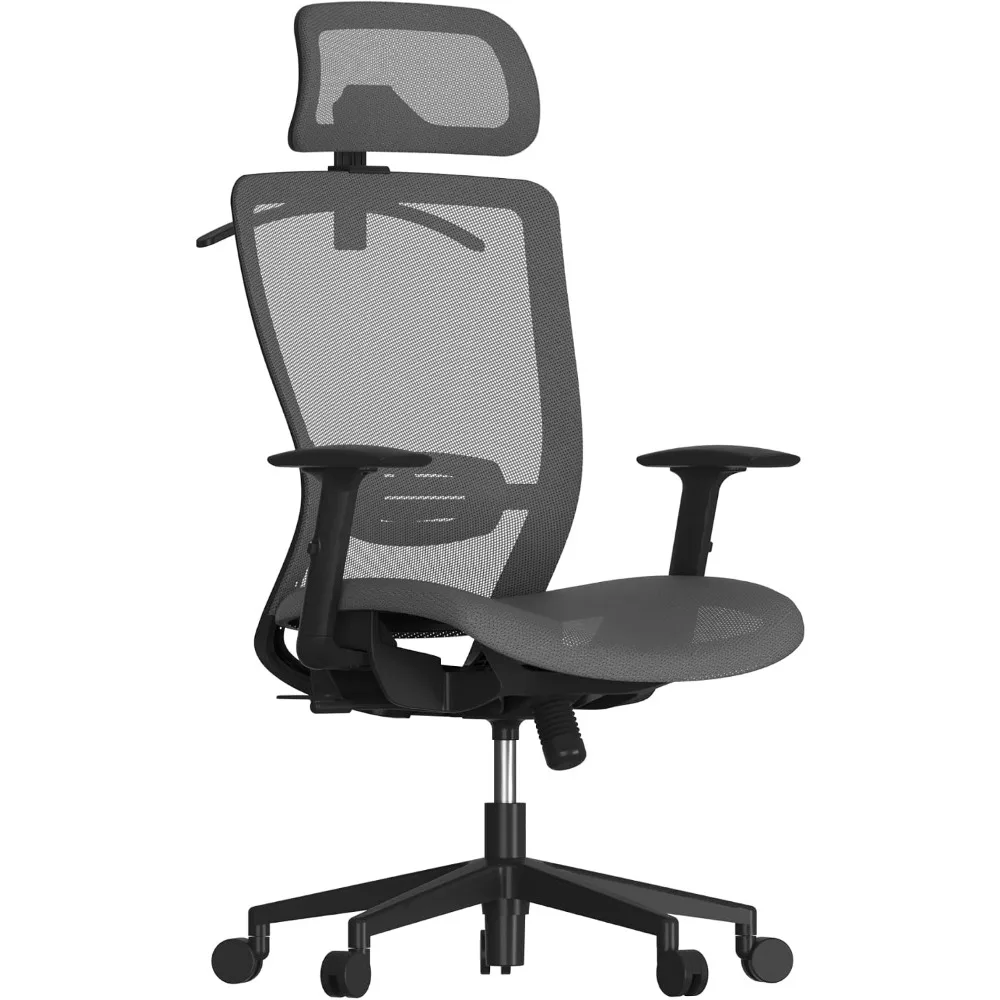Ergonomic High Back Mesh Swivel Computer Chair with Adjustable Lumbar Support and Lockable Backrest, Gray