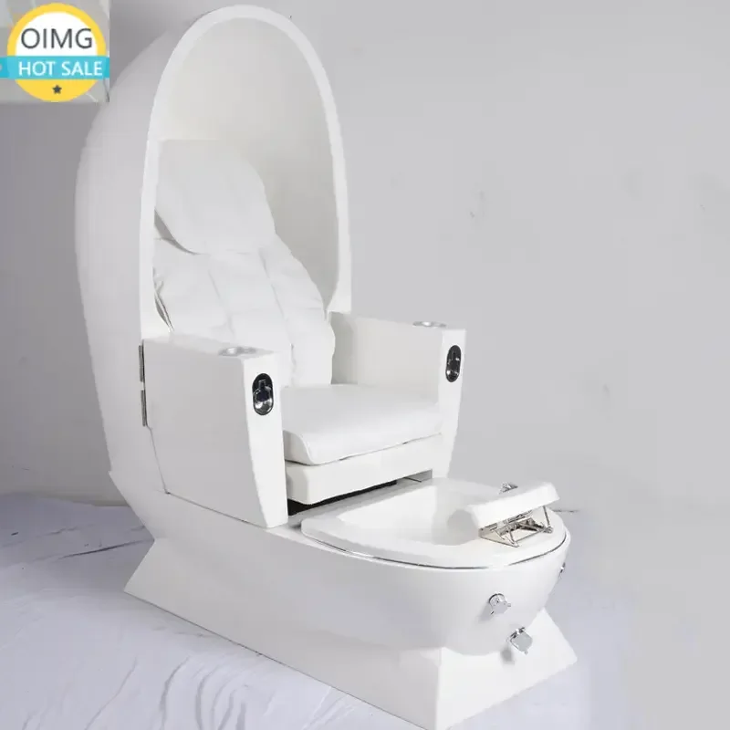 Luxury White Color Massage Pedicure Chair Smart Egg Shape Design Salon Beauty Spa Shop Foot Relax Pedicure Chair