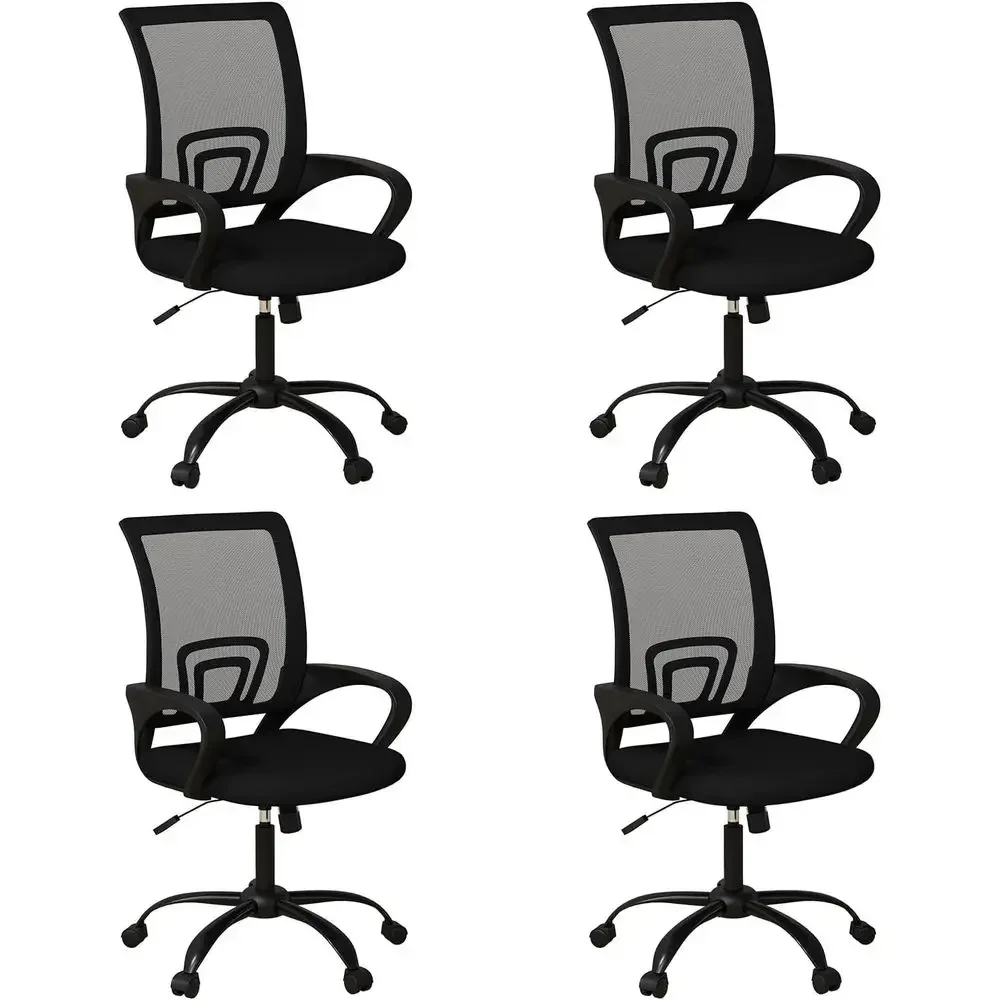 Set of 4 Ergonomic Swivel Mesh Office Chairs with Lumbar Support and Wheels for Conference Room