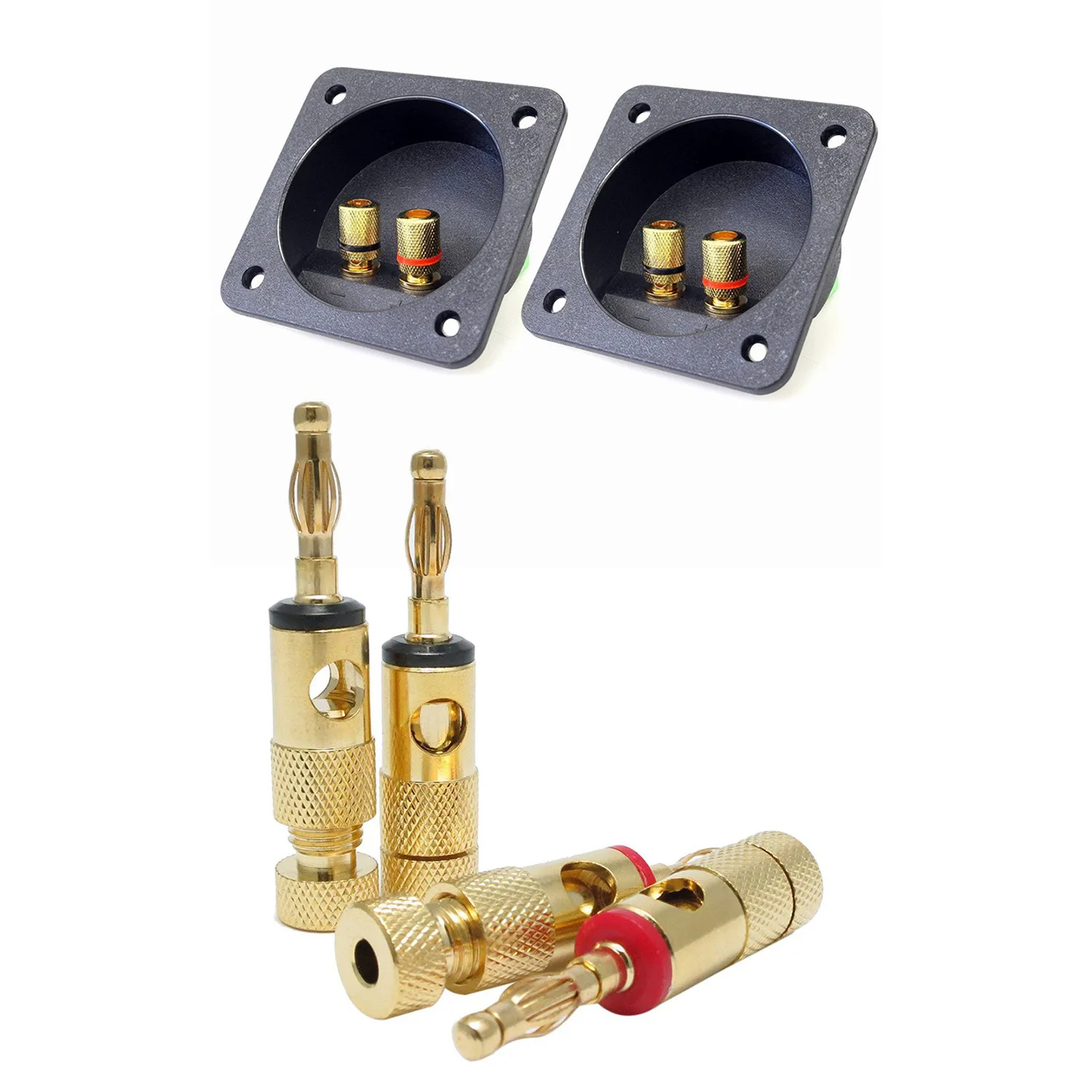 Tăng-6 Chiếc Phụ Kiện: 4 Mạ Vàng Chuối Cắm 4Mm LL68-4BP1 & 2 Chiếc Xe Hơi Vít Cốc Kết Nối Loa Siêu Trầm Cắm 2-W