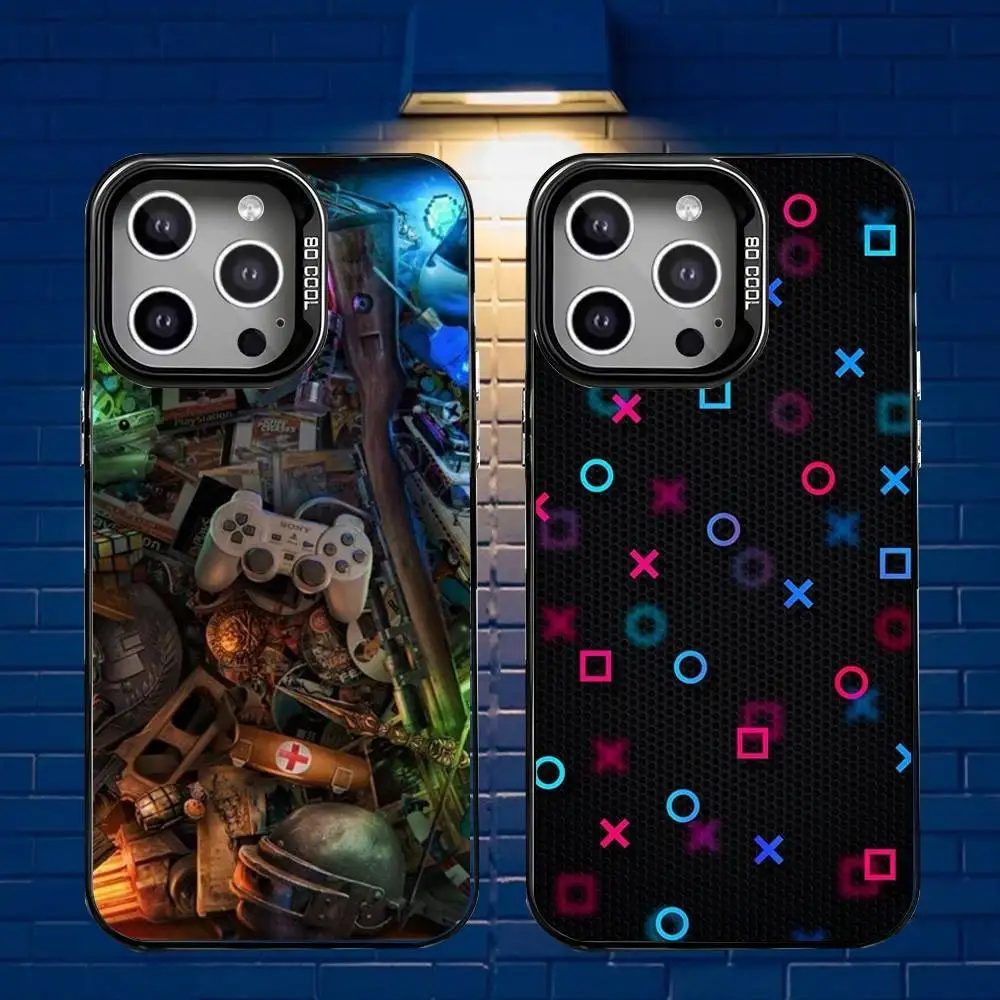 

Game Controller Graphic Phone Case For iPhone 16,15,14,13,12,11,Mini,Pro,E,MAX Gray Matte Silicone Black Cover