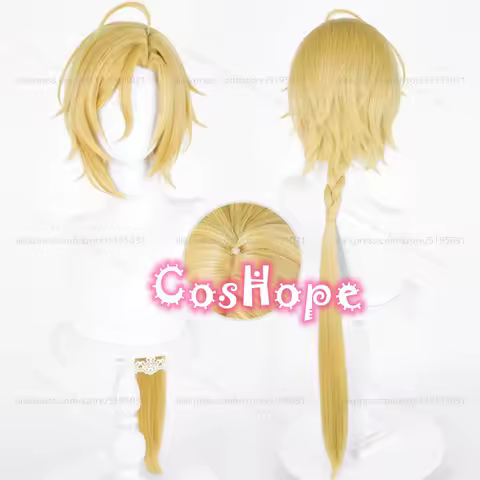 ZZZ Hugo Cosplay Wig 88cm Long Pre Braided Blonde Wig Cosplay Anime Cosplay Wigs Heat Resistant Synthetic Wigs for Costume