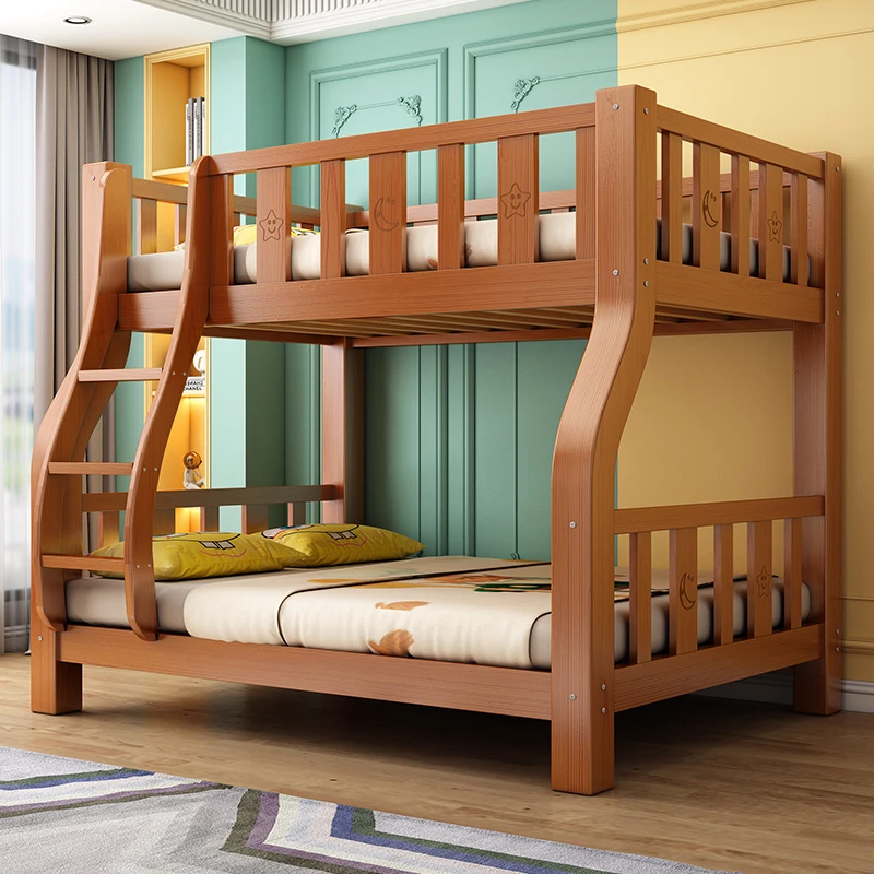 Upper and lower beds Bunk beds High and low beds Multifunctional two-layer combination Solid wood child-mother