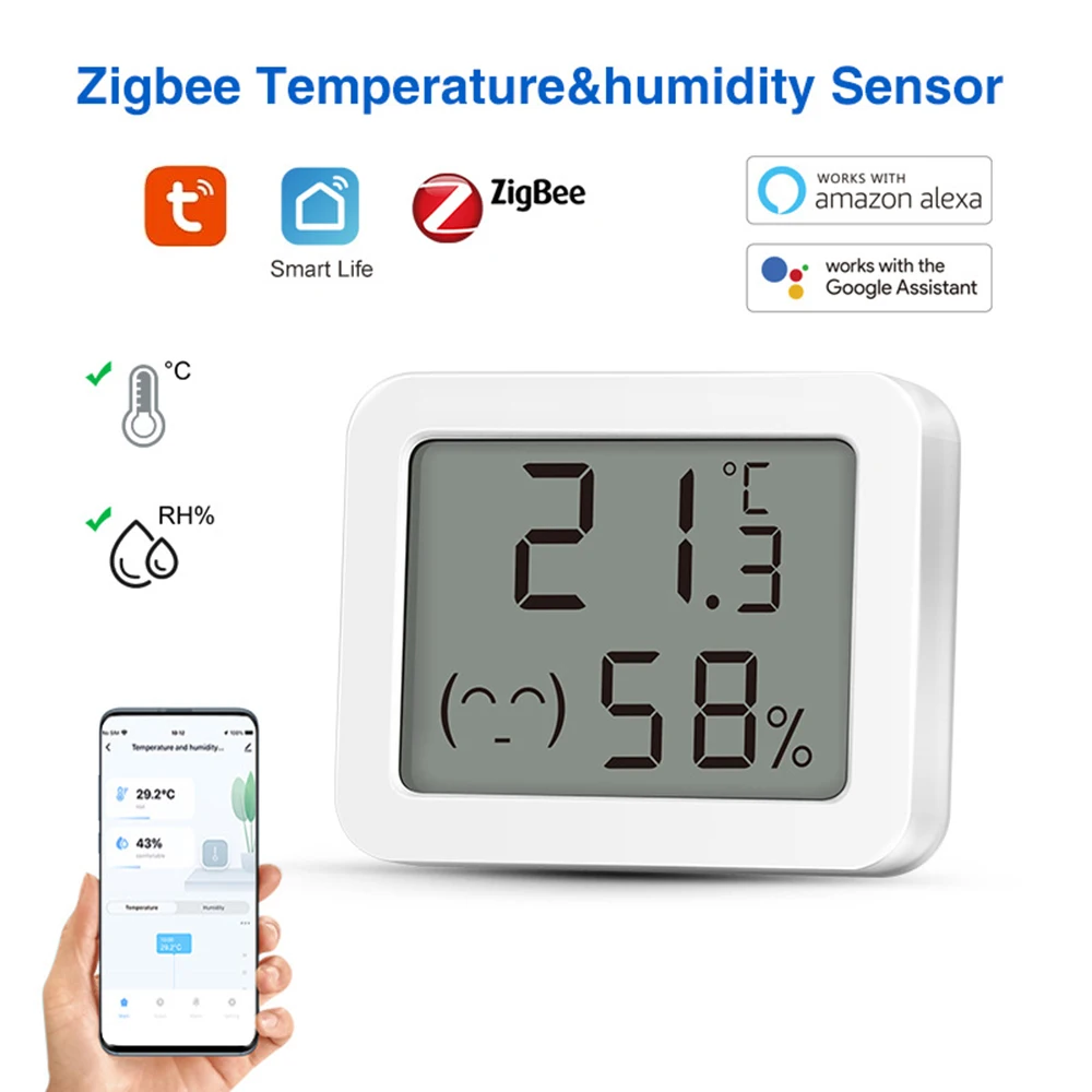 

Smart Digital Temperature Humidity Meter Works with Tuya Zigbee -20℃~60℃ LCD Screen Thermometer Sensor for Household Smart Life