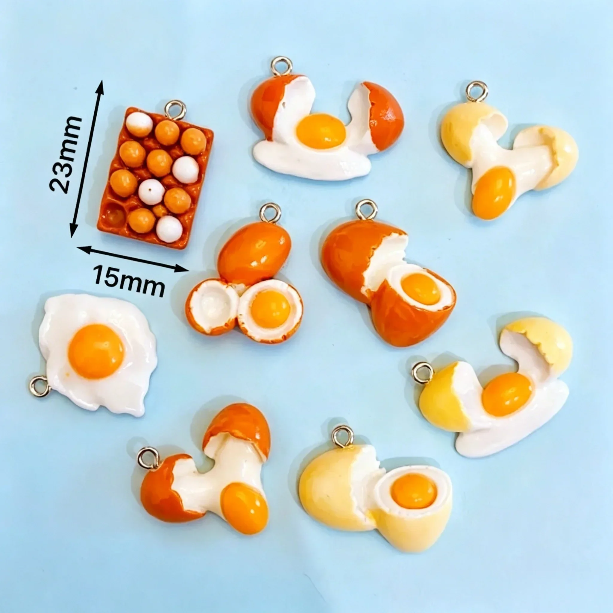 10pcs/lot 3D Realistic Egg Resin Charms Kawaii Simulation Food Pendants For Handmade Jewelry Making Accessories