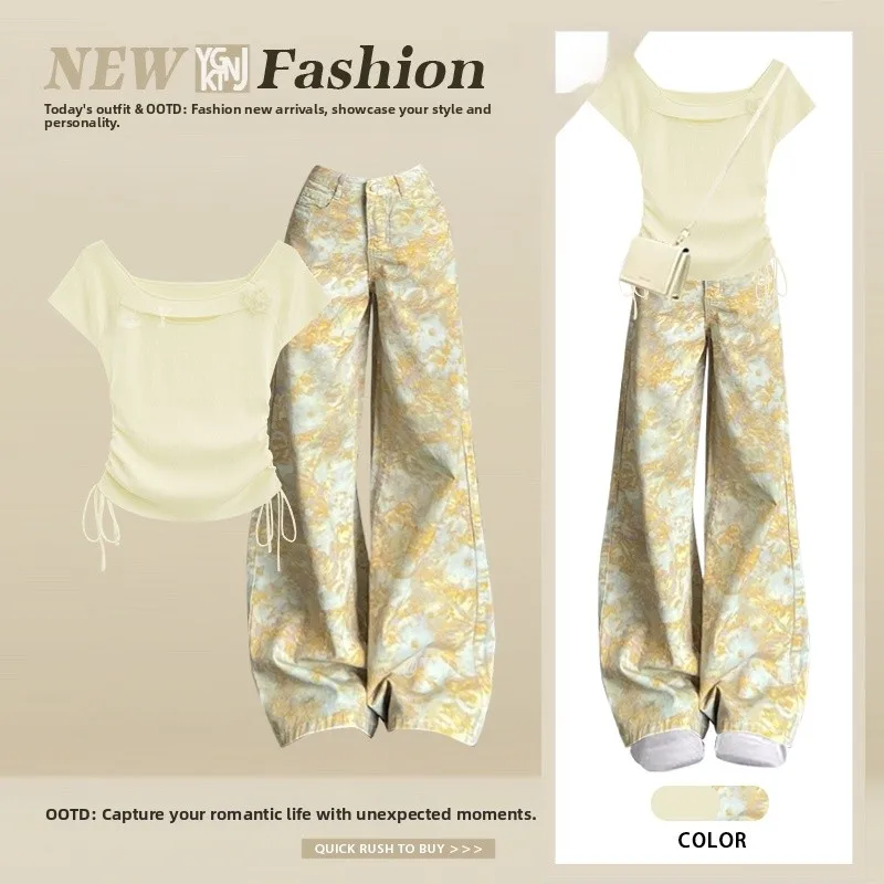 

Летний женский облегающий комплект Dopane ort Sve Long Length Set Dstring Design Faionable Casual, ансамбль из двух предметов