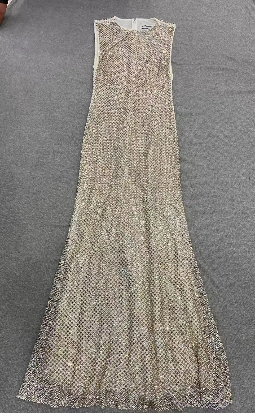 Frauen heißes Strass-Mode-Maxikleid ärmelloses Party-langes Kleid