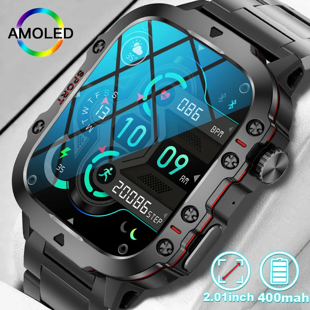 New 1.96-inch ultra AMOLED smartwatch, GPS track, HD Bluetooth call; 420 mah large battery 400+ dial, suitable for Huawei Xiaomi