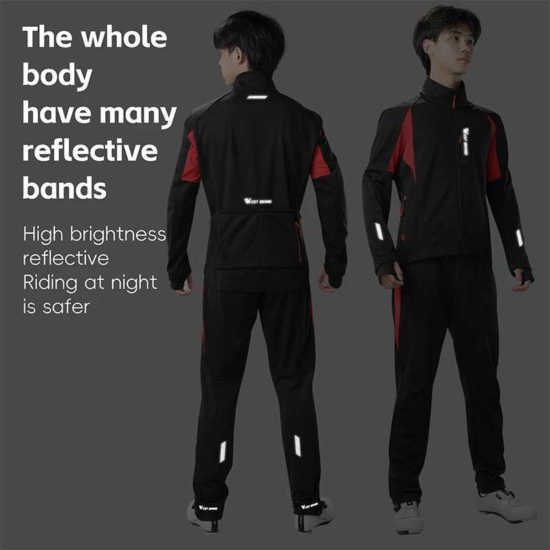 WEST BIKING Cycling Jacket Men Coats Winter Thermal Fleece Windbreaker MTB Bicycle Clothing Motorcycle Bike Jackets 0℃-15℃