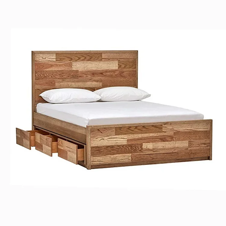 maple color kingly soild pine wood bed for home