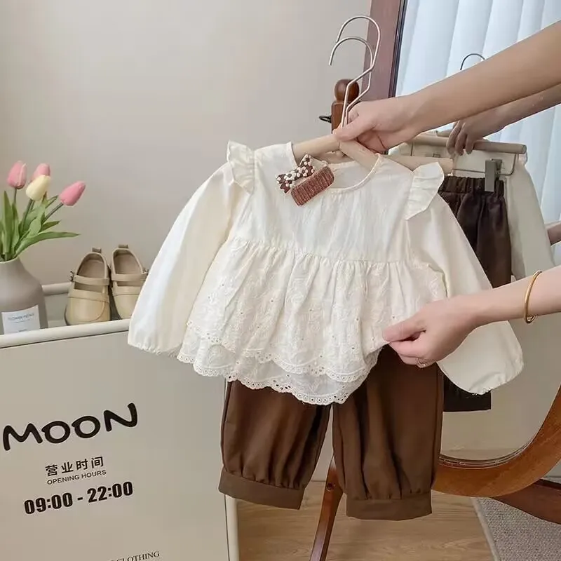 

Girls' Baby Clothes Set 2023 New Children's Fashion Korean Edition Top and Pants Spring and Autumn casual two-piece set