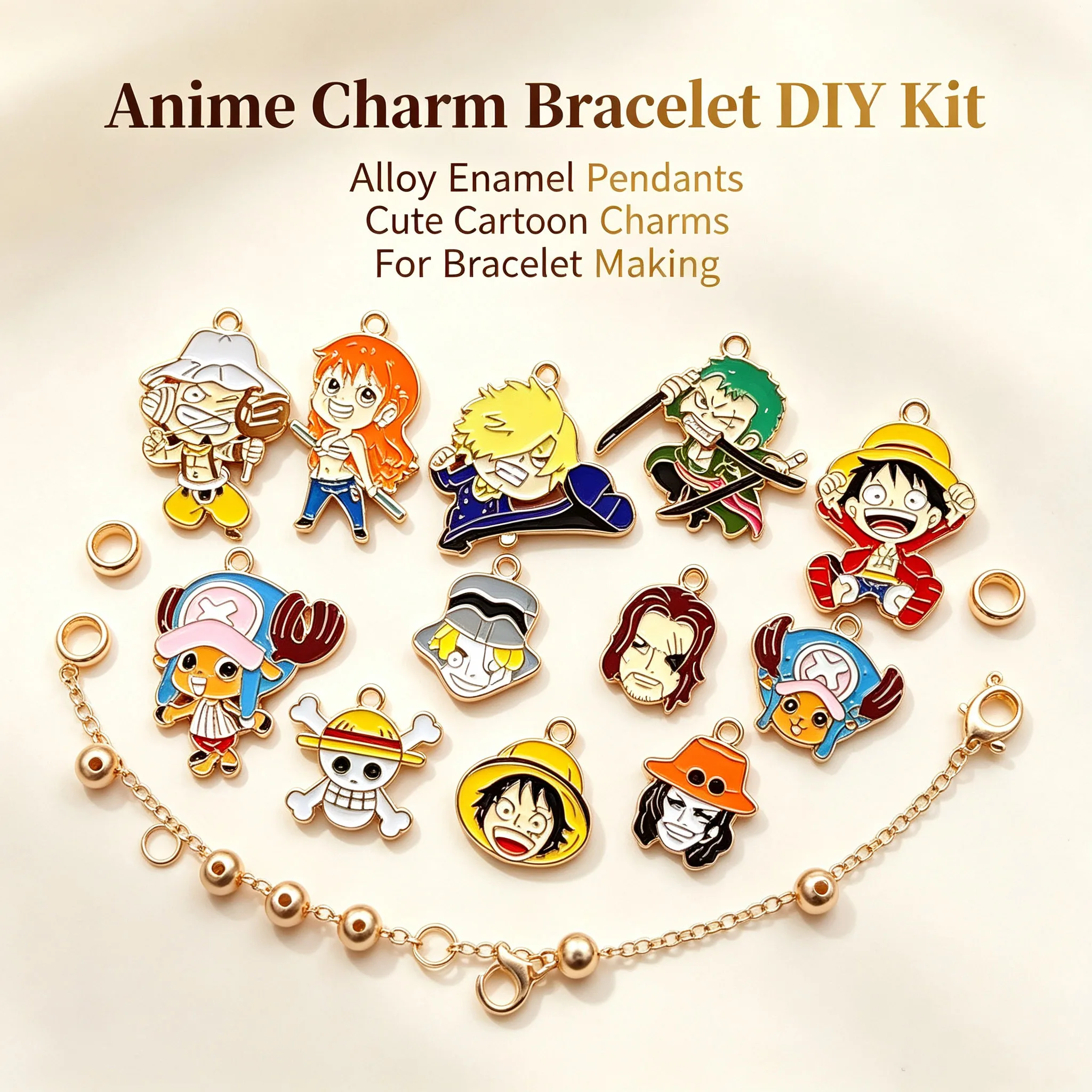 Jewelry Making Japan - 10/20/30pcs Cute ONE PIECE Keychain Cartoon