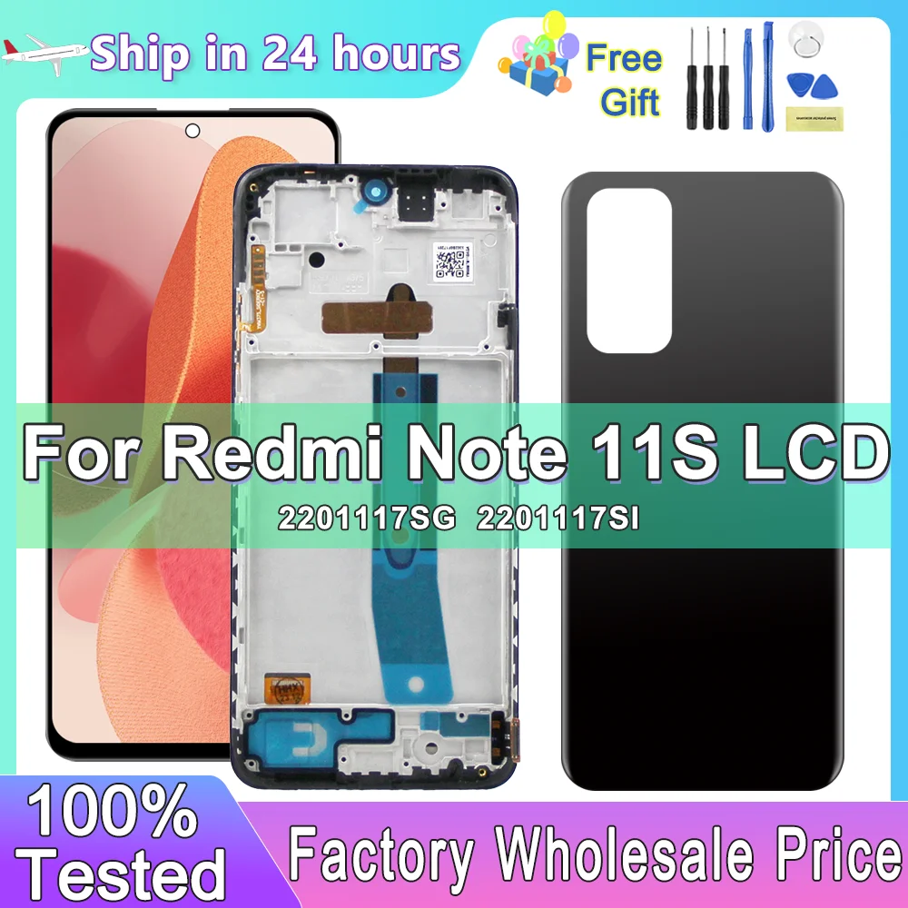 

100% Test For Xiaomi Redmi Note 11 LCD Display Note11 Screen Touch Glass Digitizer with Frame For Redmi Note 11S LCD