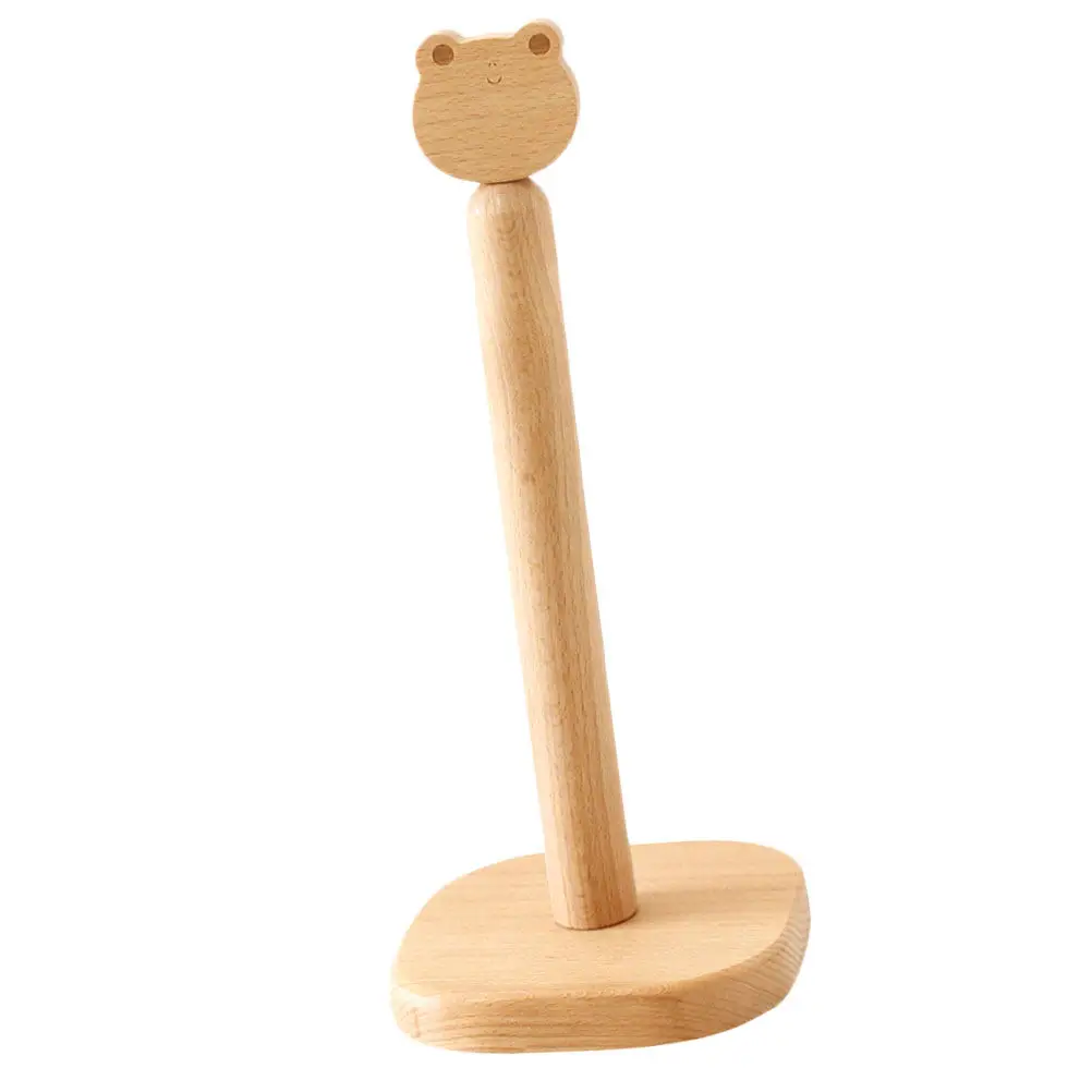 

Sturdy Wooden Roll Paper Holder for Bathroom Yarn Ball Storage Rack Natural Wood Toilet Paper Stand Desktop Tissue