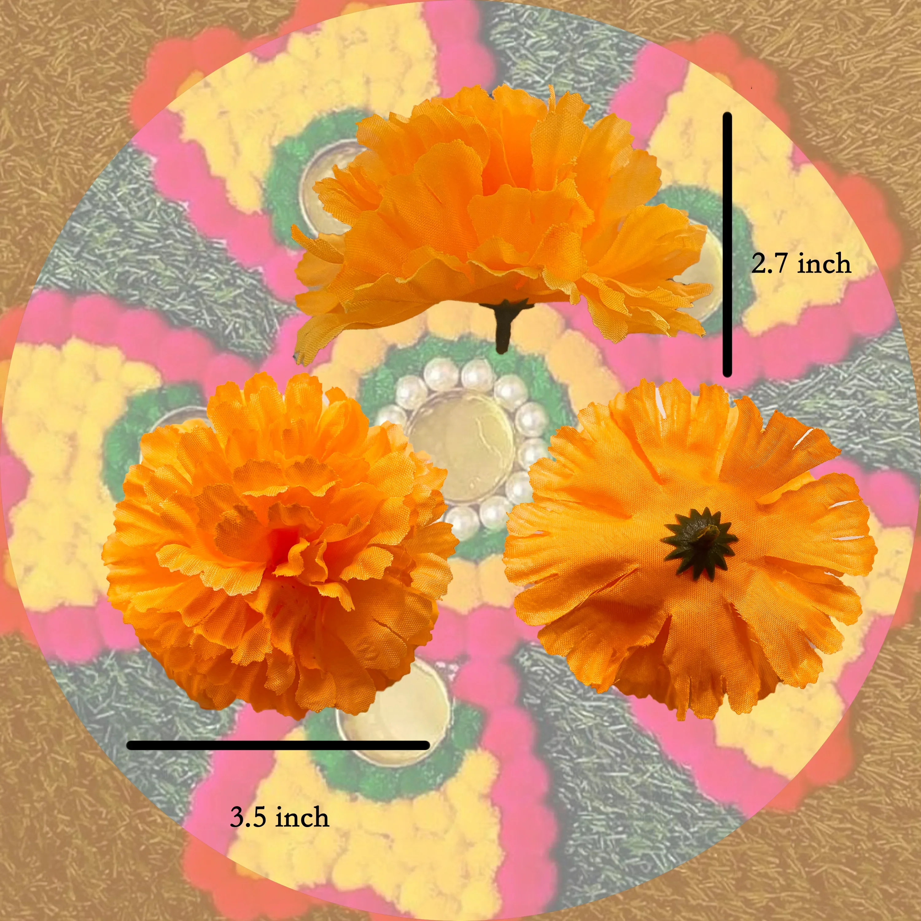 Marigold Flower Heads for Diwali Home Decor DIY Wreath Garland Craft Wedding Party Decoration Halloween Decor