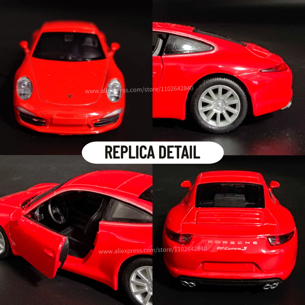 1:36 Car Model Porsche 911 Carrera S Scale Metal Diecast Replica Home Office Miniature Art Vehicle Hobby Decoration Kid Boy Toy