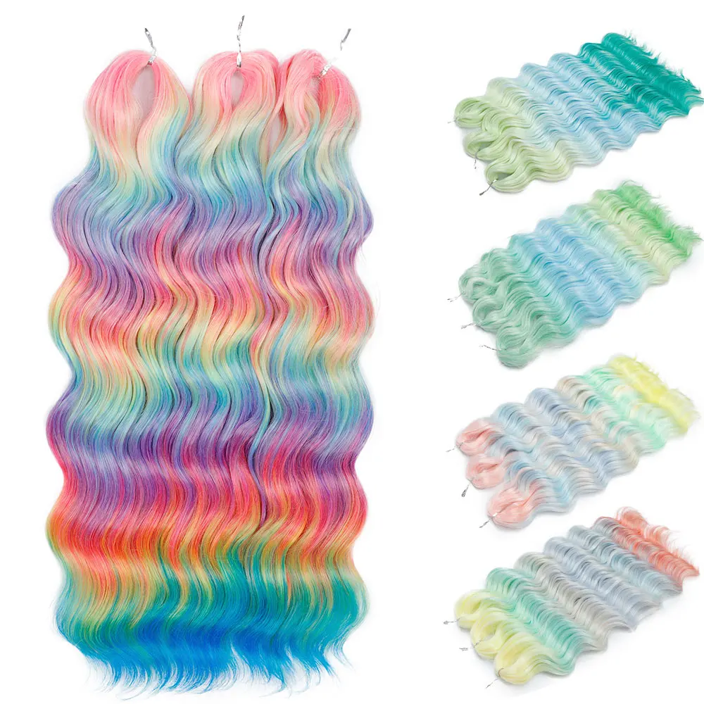 

24inch ANNA Braiding Hair Extensions Synthetic Loose Deep Wave Curly Braid Hair Ombre Brown Twist Crochet Water Wave Hair