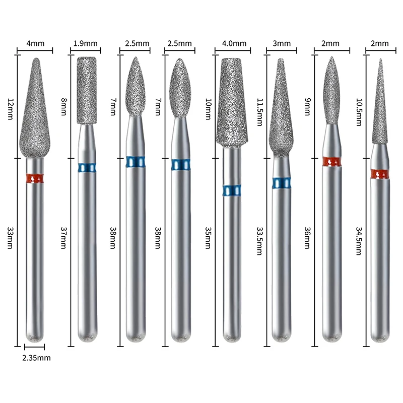 10 pezzi fresa diamantata per Manicure punte per trapano elettrico per unghie accessorio macchina per Pedicure lima per unghie strumento per la rimozione del Gel