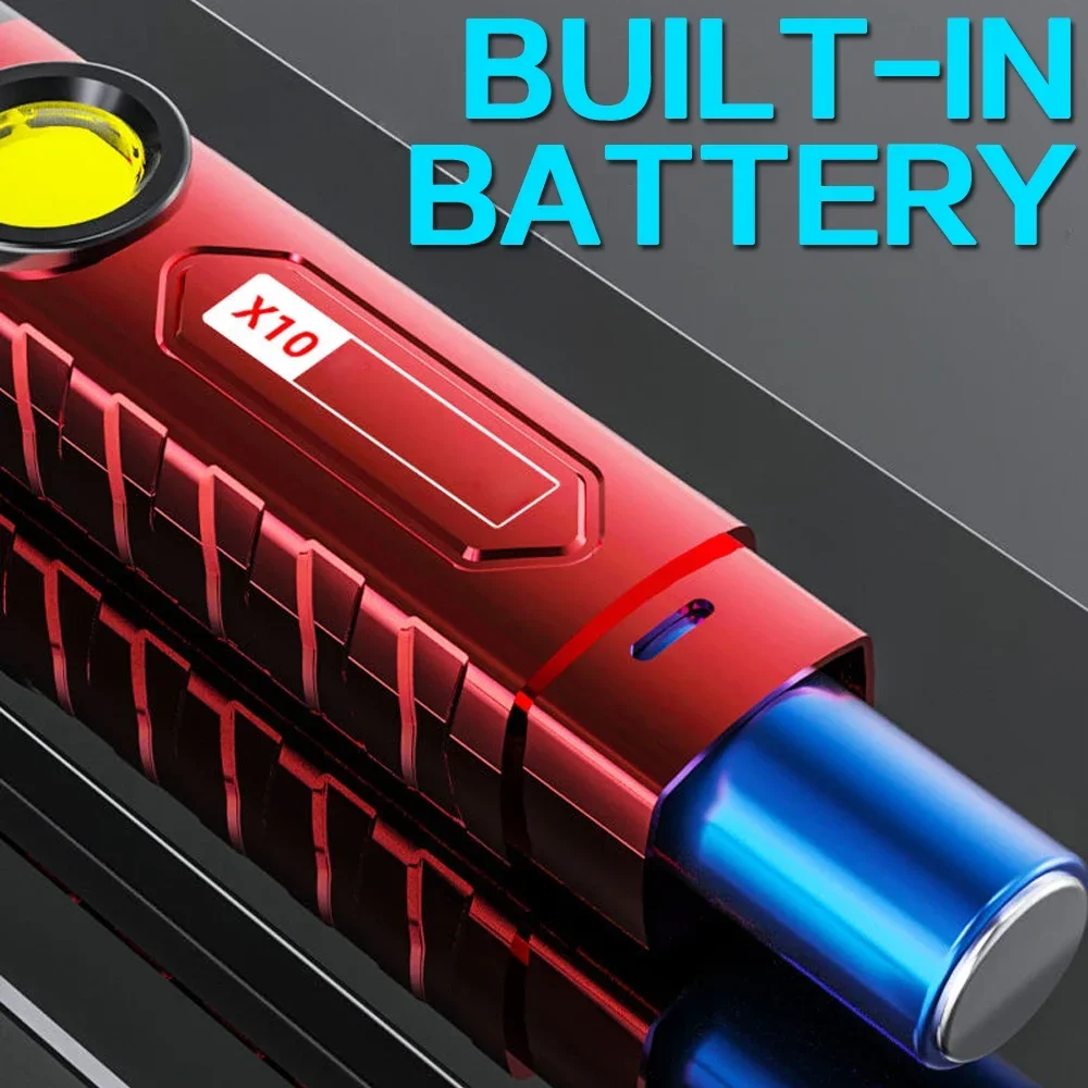 Portable LED Flashlight USB Rechargeable Lantern Pocket Hand Light Mini Torch with Side Light Built-in Battery Outdoor Camping