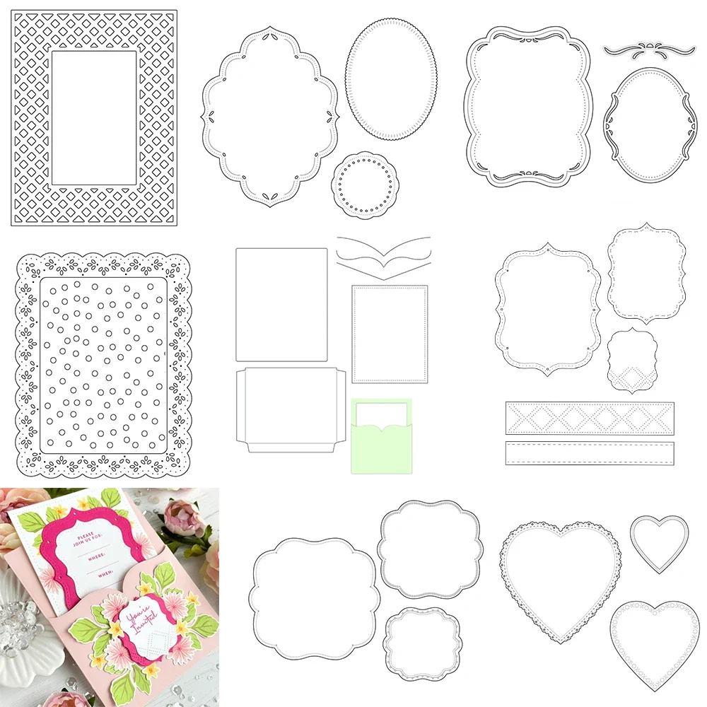 Layered Beautiful Bracket Cutting Dies Set Scalloped Frame For DIY Scrarpbooking Paper Decoration Handmade Card Making Template