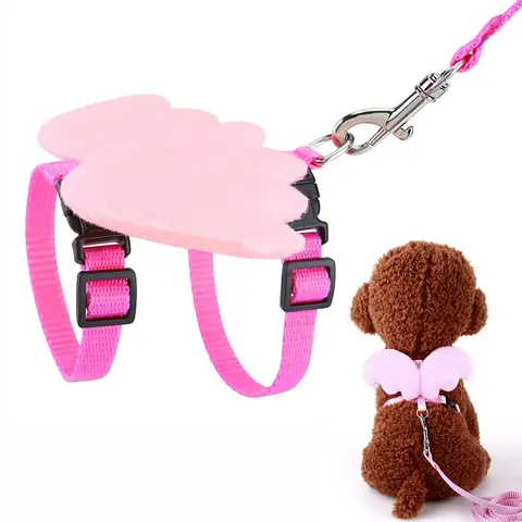Adjustable Kitten Harness and Leash Set Cute Angel Wings Cat Harness Escape Proof for Walking Rabbit Gooses Ferret Small Animals