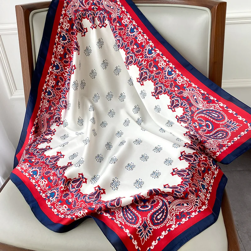 

70 см роскошный шелковый квадратный шарф с принтом, женский хиджаб, ленты для волос, шейный платок, женская атласная шаль, повязка на голову, модные накидки, бандана