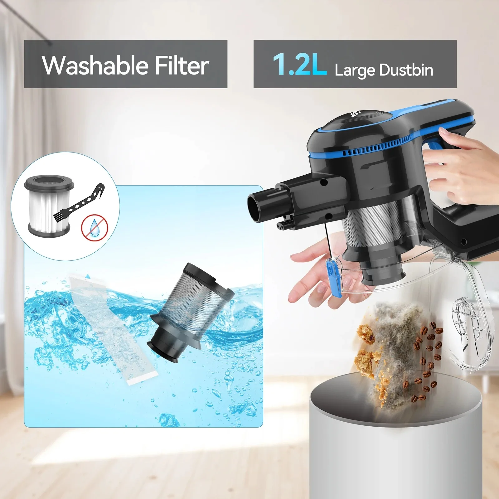 INSE N5T Wireless Vacuum Cleaner 20Kpa Ultra Lightweight Stick Vacuum Portable Household Hand Vacuum Cleaner for Home Bed Carpet