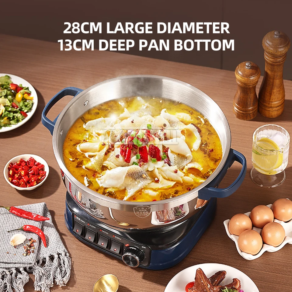 Kitchen Frying Pan Steamer Steaming Pot Wok Multi Cooker