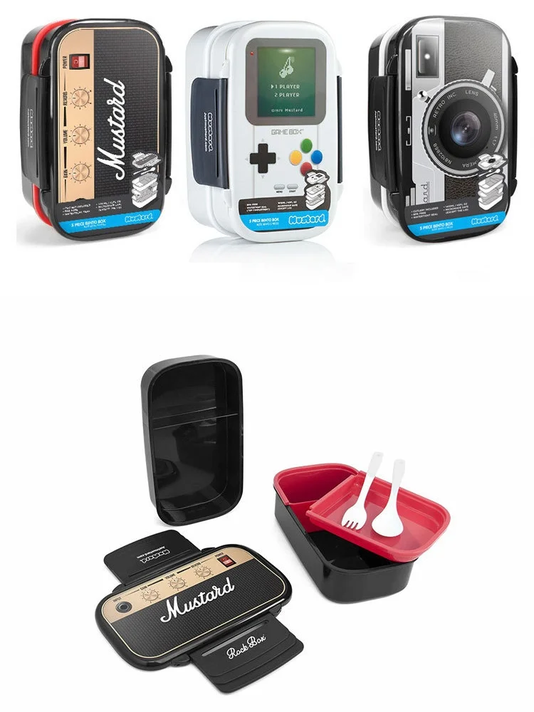 Game Console Radio Shaped Lunch Box For Kids Plastic Multi-Layer Bento Box With Spoon And Fork Cartoon Food Container
