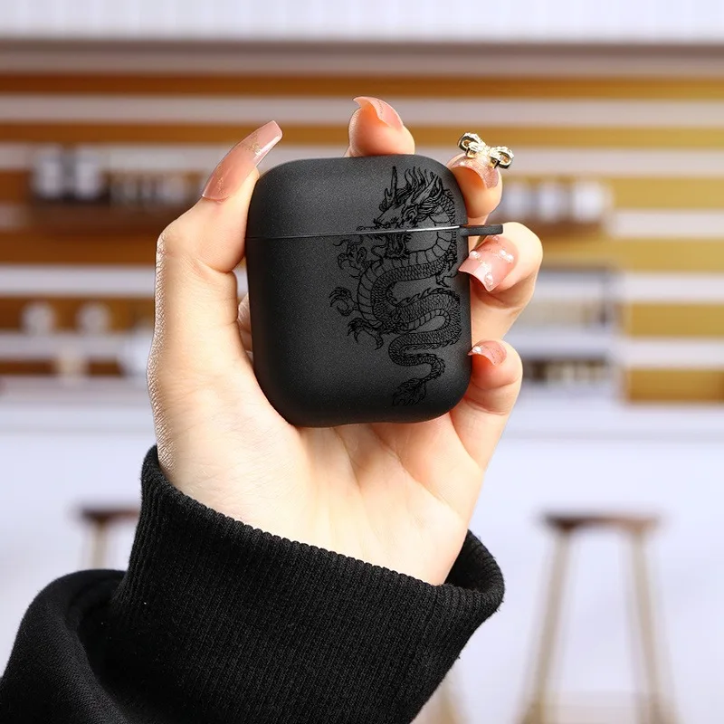 Casing Earphone Desain Naga untuk AirPods Pro/Pro2 Penutup Bluetooth Nirkabel TPU untuk Pelindung AirPods 3/4 dengan Casing Gantungan Kunci