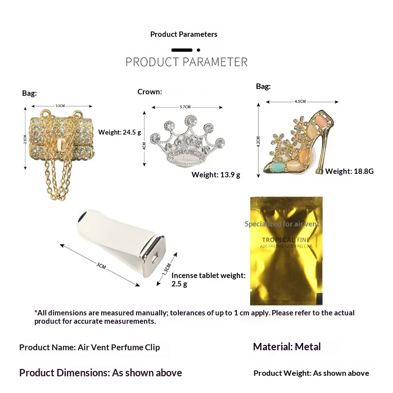 Rhinestone‑Encrusted High‑Heel Car Vent Aromatherapy Clip, Stylish Women’s Handbag‑Shaped Auto Perfume Clip, Car Interior Decora