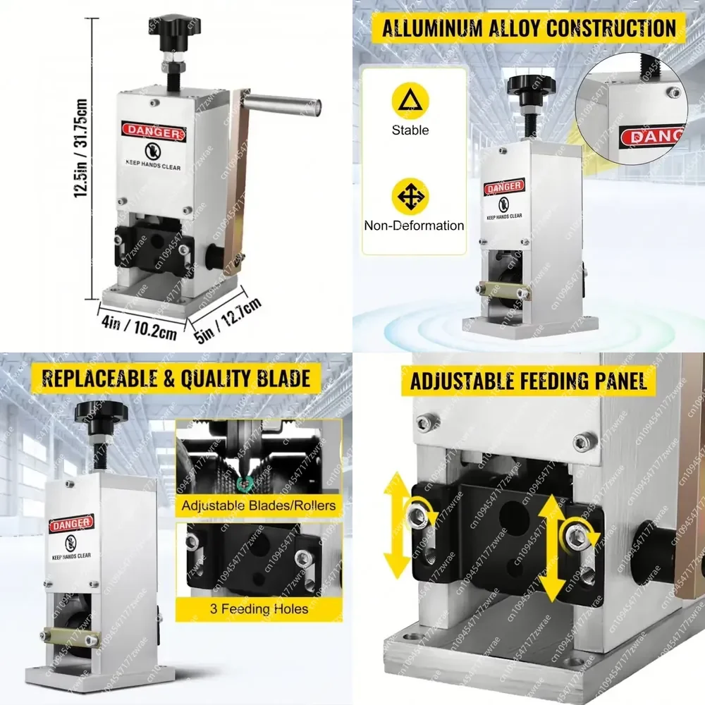Manual Aluminum Alloy Wire Stripping Machine 0.06-0.98 Inches Hand Crank Portable Scrap Copper Recycling 50 Ft/min 5.85