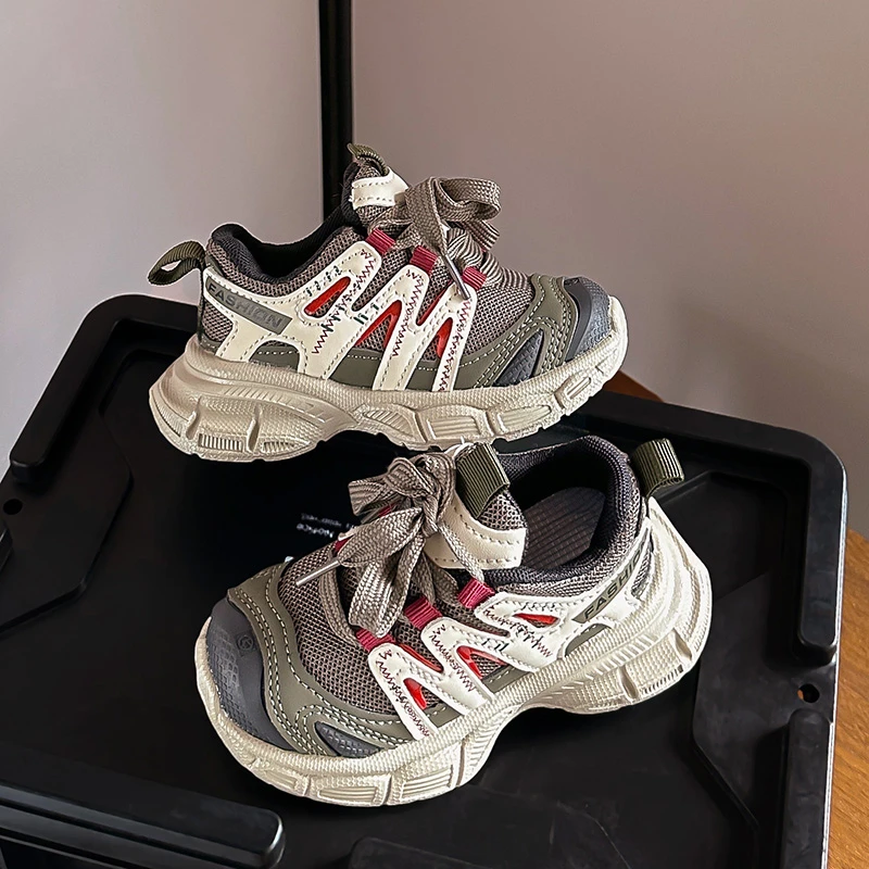 

Kids Fashion Spots Shoes Spring Autumn Thick Sole Boy Girl Breathable School Sneakers Patchwork Non-Slip Children Trainers Shoes