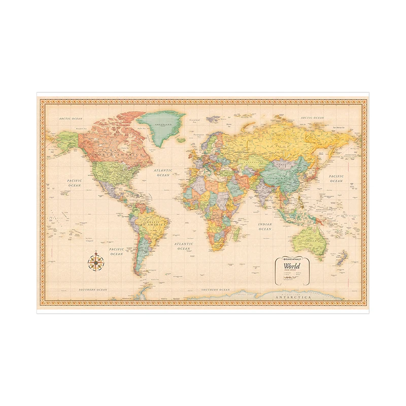 The World Map 60*40cm Poster seni dinding Vintage semprot lukisan kanvas perlengkapan kantor sekolah ruang tamu dekorasi dinding rumah