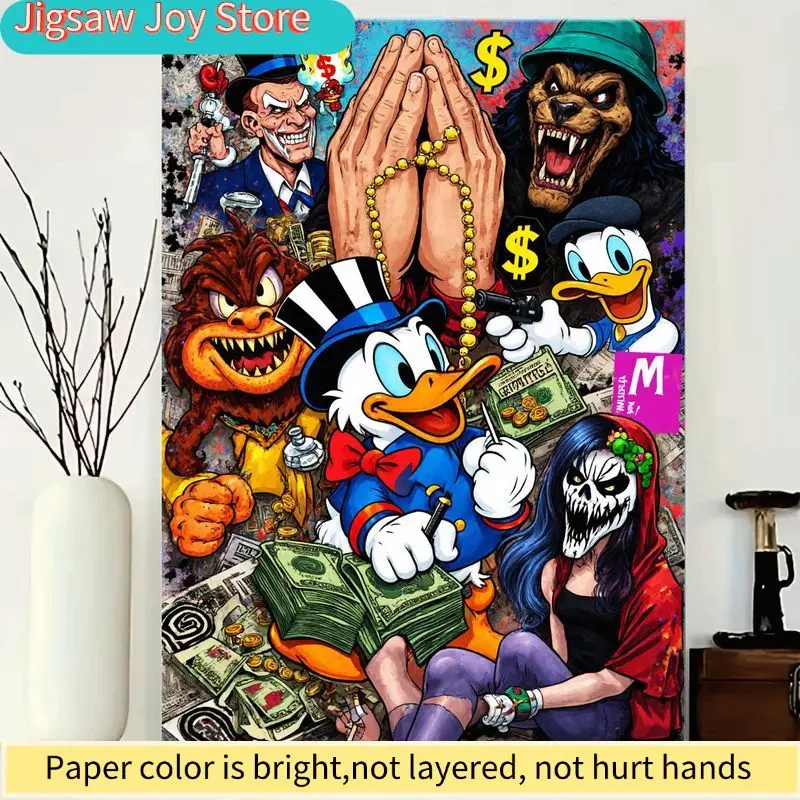 لغز ديزني الملون بتصميم العصابات |   تتميز بشخصية الرجل ذو القبعة العلوية الذي يحمل المسدس، والوحش ذو الأسنان، والذئب ذو القبعة الخضراء، والرجل ذو القبعة العلوية.