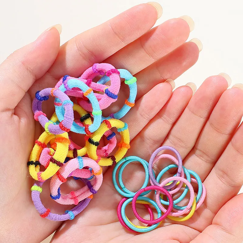 250pcs Elastic Rubber Hair Bands Colorful Nylon Scrunchie Ornaments Kids Ponytail Holder Child Baby Headband Hair Accessories