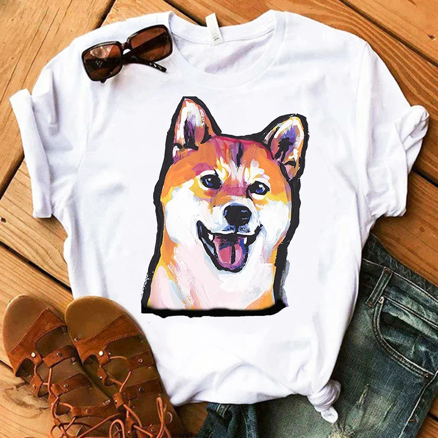 Shiba Inu T-Shirt Summer Women Printed Anime Tshirts Streetwear Aesthetic Harajuku Kawaii Hip Hop Casual Female Tee Shirt